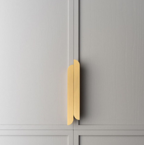 Gagang Kabinet Aluminium Emas 400mm 3 Warna Salix Leaf Handle Untuk Kamar Tidur