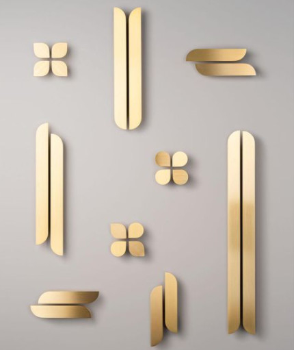 Gagang Kabinet Aluminium Emas 400mm 3 Warna Salix Leaf Handle Untuk Kamar Tidur
