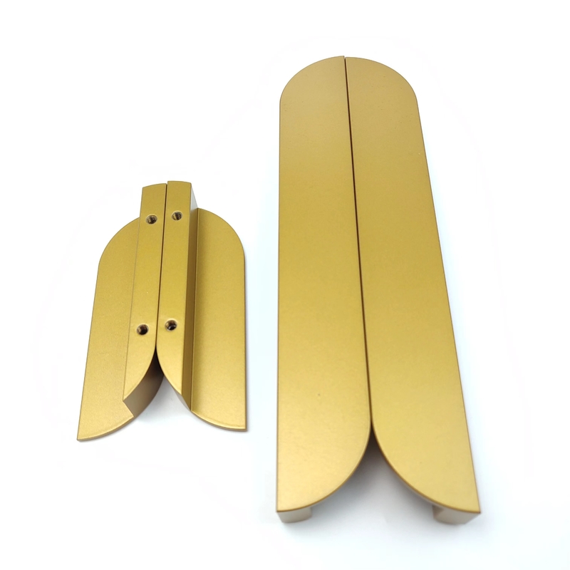 Gagang Kabinet Aluminium Emas 400mm 3 Warna Salix Leaf Handle Untuk Kamar Tidur