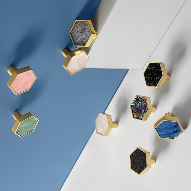 30mm Zinc Alloy Hexagon Knobs Menangani Kabinet Menarik Untuk Dekorasi Rumah
