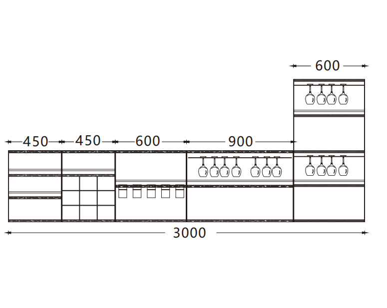 Aluminium Open Display Shelf Untuk Dekorasi Rumah Ruangan Tinggal / Dapur
