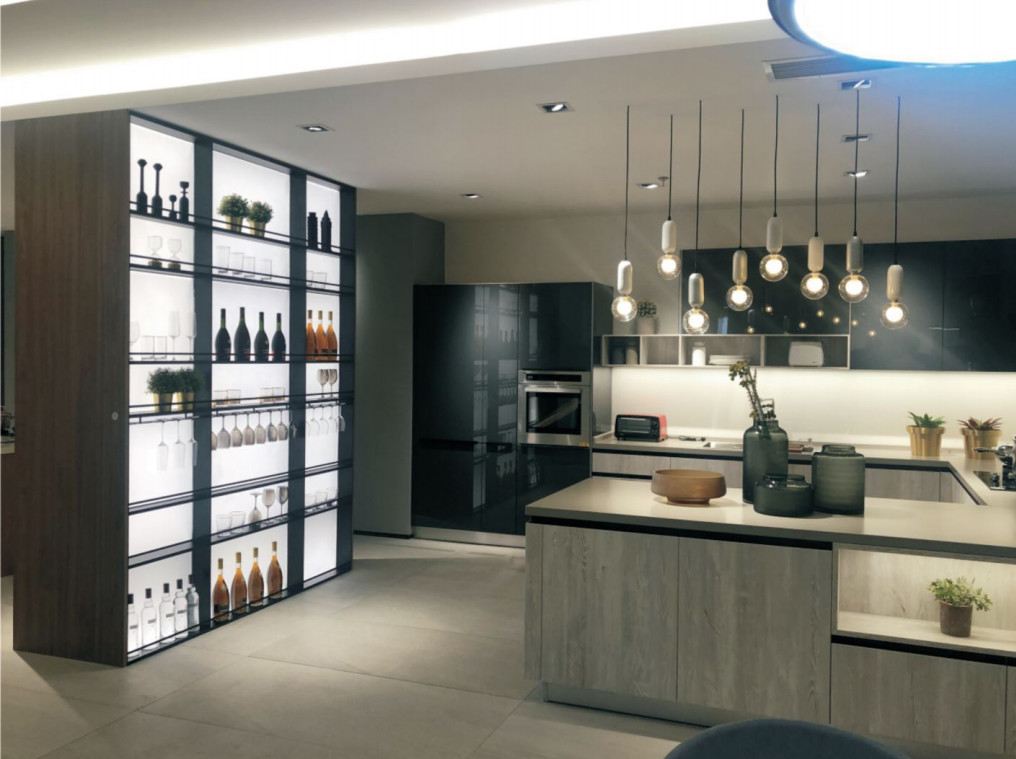 Furnitur Led Lampu Rak Aluminium Dinding Dipasang Hanging Dinding Rak Anggur Untuk Rumah