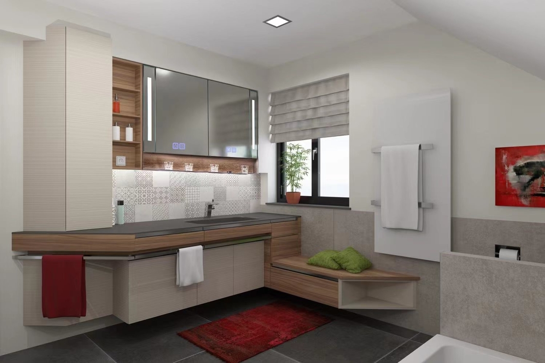 Produsen Grosir Pintu Cermin Kamar Mandi Cerdas Anti Kabut LED sederhana Panjang Opsional Alloy Aluminium Cermin