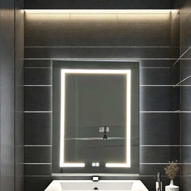 Grosir Pabrik Elegan Lemari Mandi Besar Lampu Cermin Kamar Mandi Smart LED Cermin lemari Aluminium Cermin