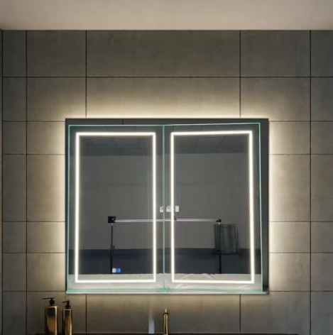 Grosir Pabrik Elegan Lemari Mandi Besar Lampu Cermin Kamar Mandi Smart LED Cermin lemari Aluminium Cermin