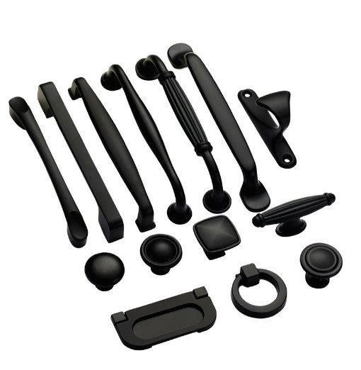 Solid satu lubang furnitur aksesoris hardware laci lemari pintu pegangan Amerika hitam lemari lemari menarik