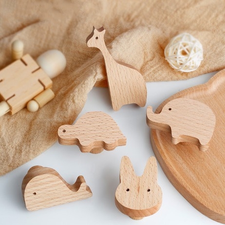 Kreatif kartun kamar anak-anak hewan lemari pintu tarik lemari kayu solid lemari lemari pintu pegangan kait