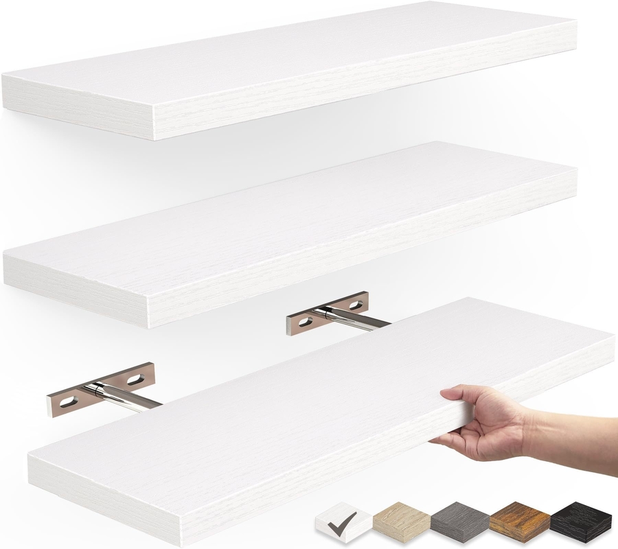 White Wood Wall Mounted Book Shelf Dapur Rak Terapung Rak Dinding Untuk Dekorasi Rumah