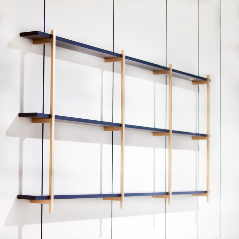 SGS 3 Layer Gold Aluminium Metal Frame Wall Shelf 820mm Untuk Dekorasi Rumah