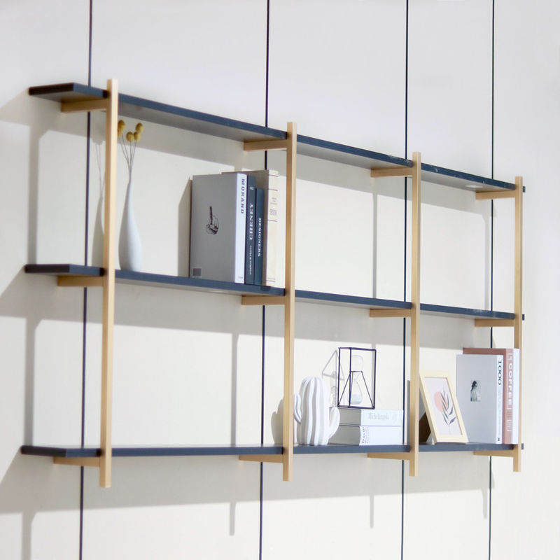 SGS 3 Layer Gold Aluminium Metal Frame Wall Shelf 820mm Untuk Dekorasi Rumah