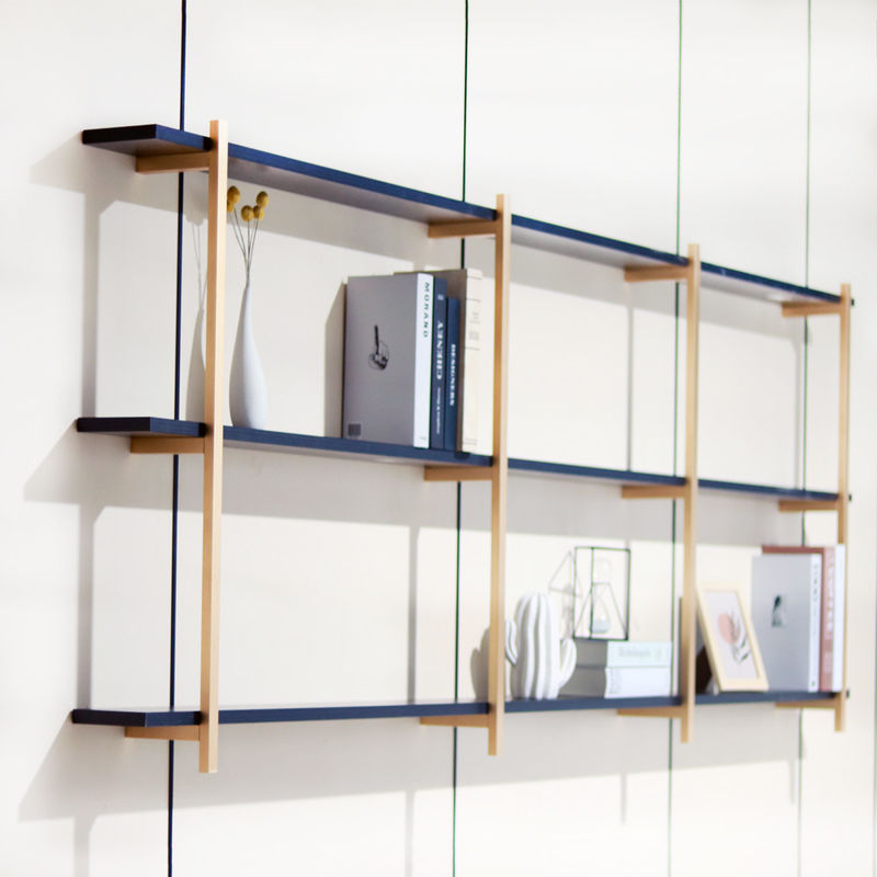 SGS 3 Layer Gold Aluminium Metal Frame Wall Shelf 820mm Untuk Dekorasi Rumah