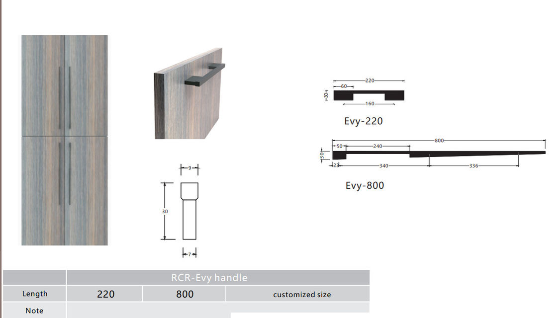 1000mm Aluminium Furniture Menangani Anodized Warna-warni Untuk Pintu Kabinet