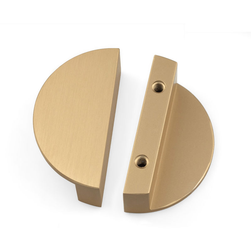 120mm Emas Kuningan Warna Half Moon Laci Modern Menarik Gagang Kabinet Aluminium Dengan Sekrup