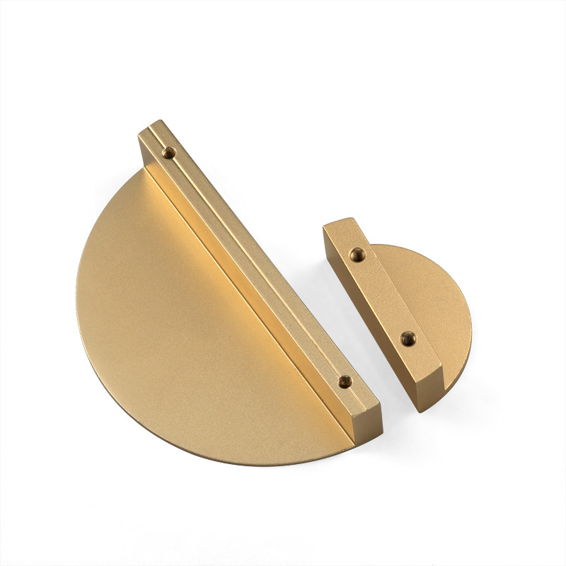 Luxe Kabinet Transisi Setengah Lingkaran Satin Kuningan Menangani Kabinet dapur menangani 2.63in 3.54in 4.7inches